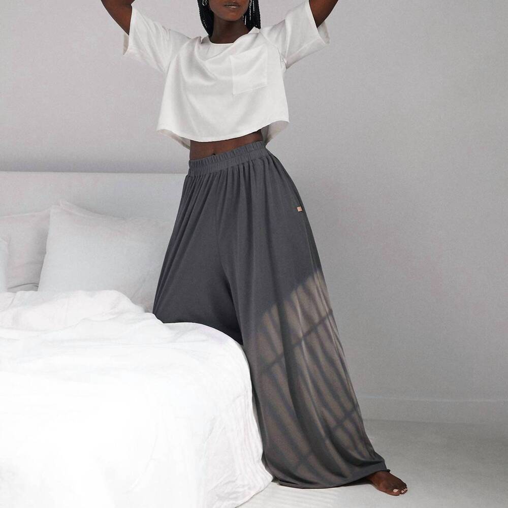 NEW LUNYA women's organic pima wide leg pant in grey